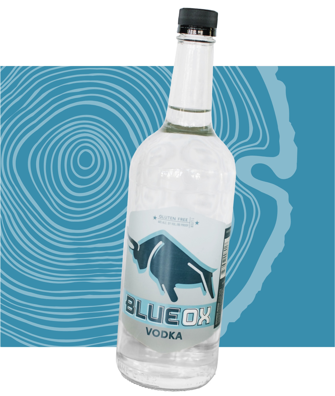 A bottle of Blue OxVodka